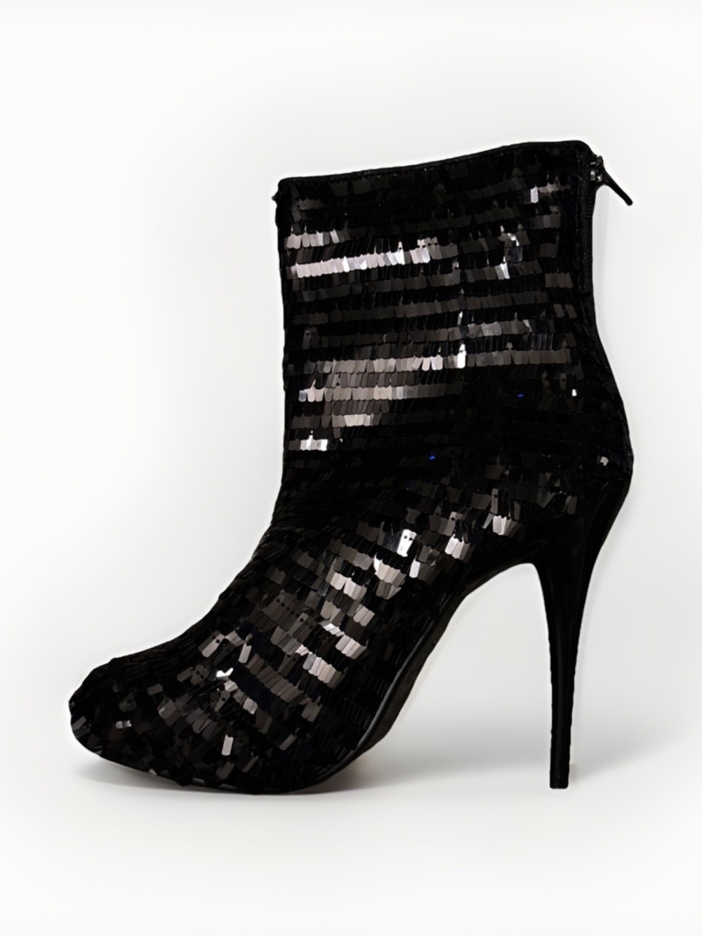 Red Kiss Black Sequin Stiletto Ankle Boot 10